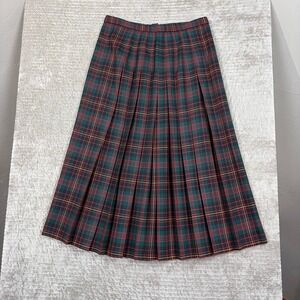 Pendleton Plaid Wool Pleated Midi Skirt Women's Size 14